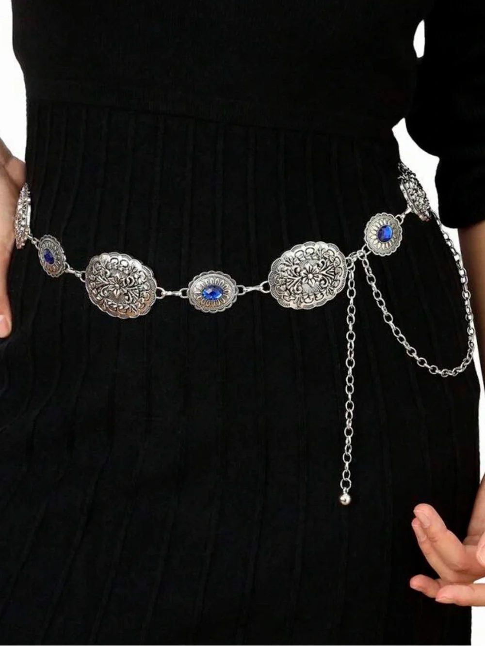 Vintage Silver Floral Concho Chain Belt NEW 🏷️